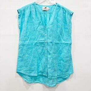 Fabulous! Light Blue Linen Loose Boxy Fit Shirt Medium Made In India